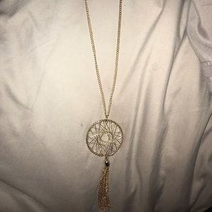 Gold Feather long Necklace